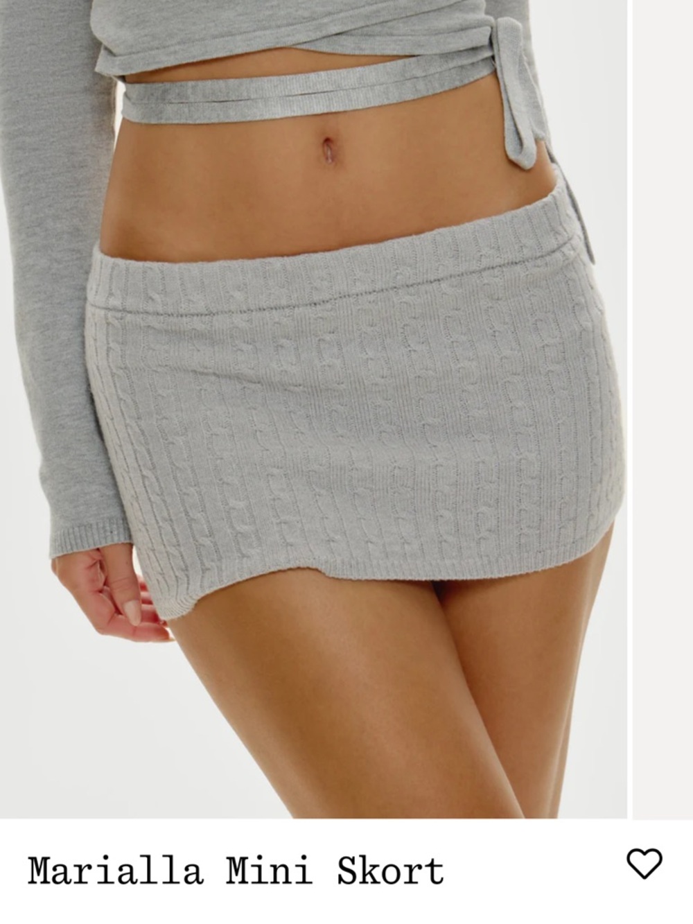 Frankie's Bikinis Grey Cable-Knit Mini Skirt